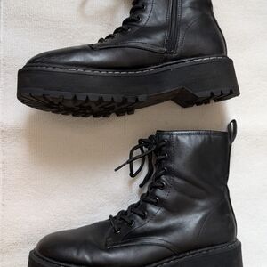 Black Lace-Up Ankle Boots